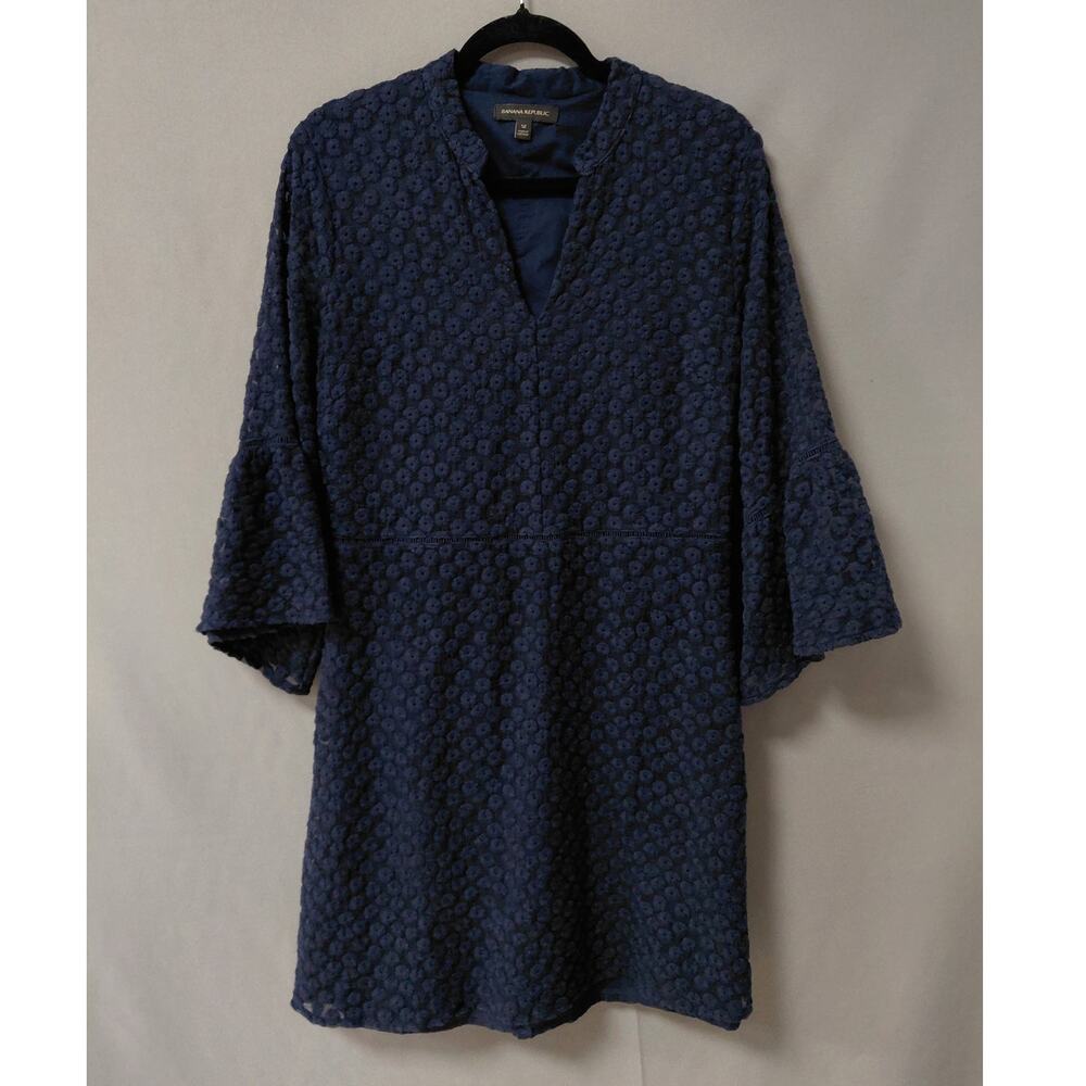 BANANA REPUBLIC Blue Shift Short Dress Women Size 12 - Picture 2 of 15